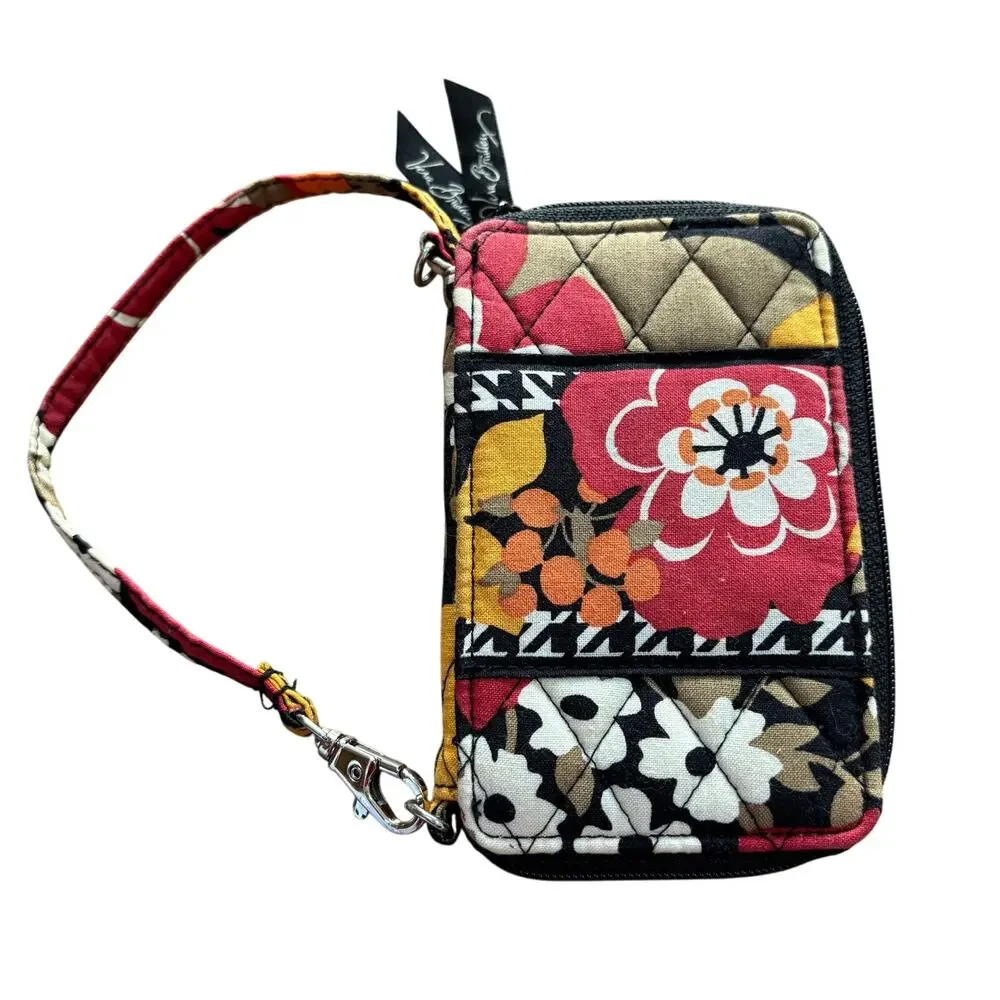 Vera Bradley wristlet wallet quilted cotton gold red black mini zip around style